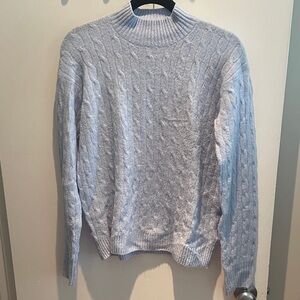 J Crew Extra Soft Light Blue Cable Knit Sweater
